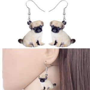Puppy Pug Dog Acrylic Earrings
